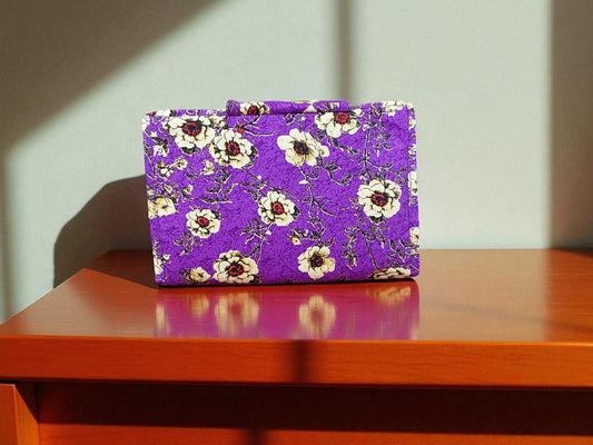 Vibrant Purple Floral 6-Pocket Clutch Pouch