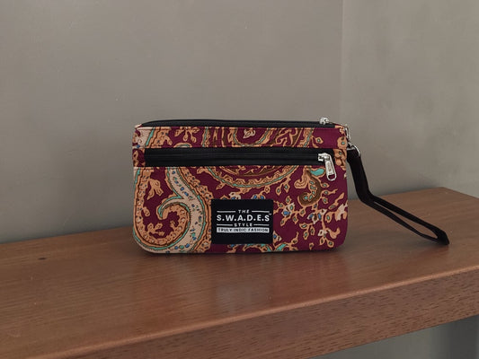 Royal Maroon Paisley 4-Pocket Wallet