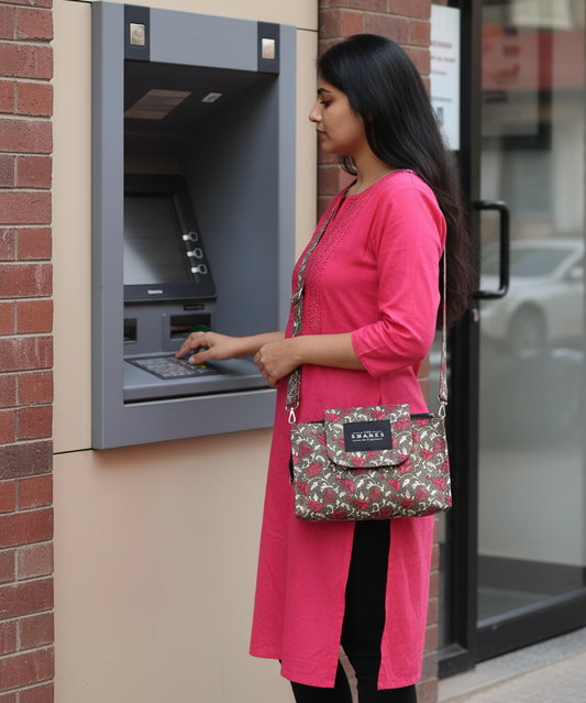 Floral Art 4-Pocket Sling Bag