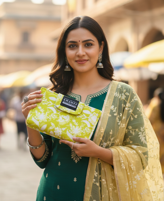 Citron Belle – Lime Bloom 6-Pocket Clutch Pouch