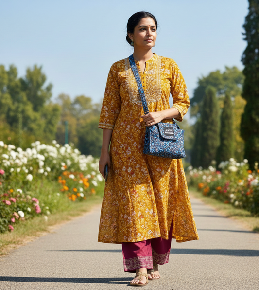 Midnight Bloom–4-Pocket Sling Bag