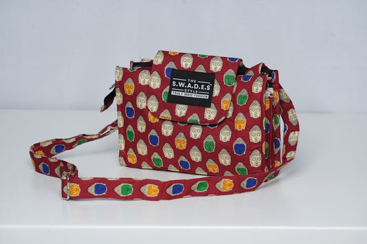 Buddha Bliss 4-Pocket Red Sling Bag
