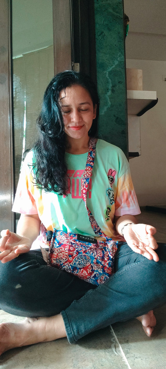 Royal Red Paisley 4-Pocket Sling Bag