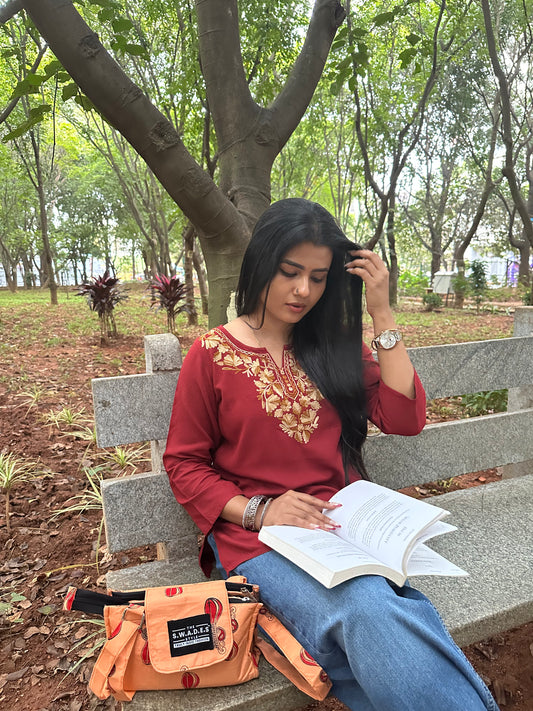 Peach Aura 4-Pocket Sling Bag