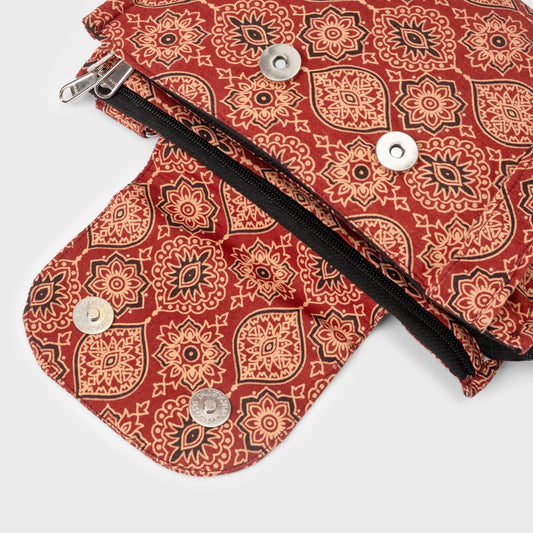 Brown Rangoli 4-Pocket Sling Bag