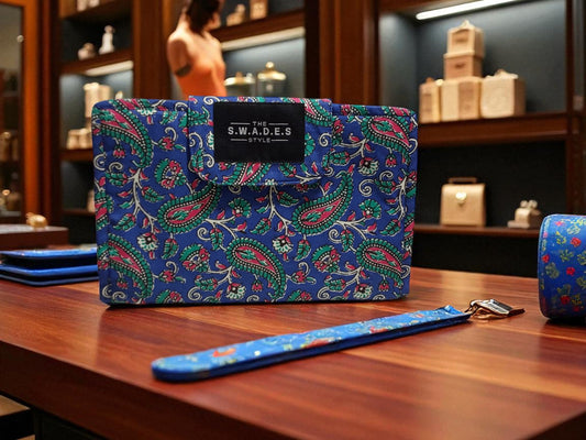 Blue Paisley 6-Pocket Clutch Pouch