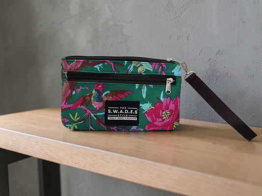 Emerald Bird Garden 4-Pocket Cotton Wallet