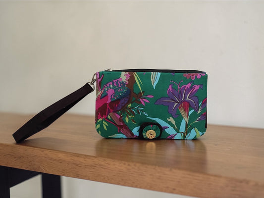 Emerald Bird Garden 4-Pocket Cotton Wallet