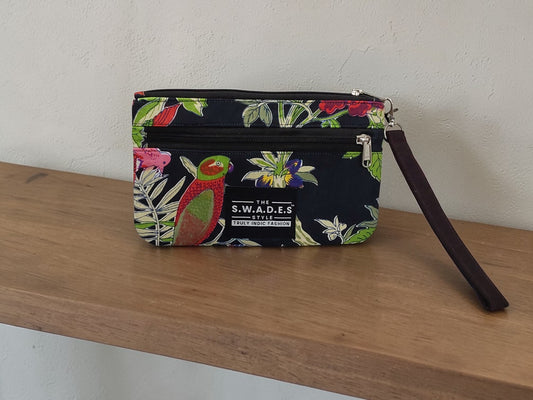 Midnight Parrot Garden 4-Pocket Wallet