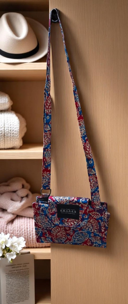Royal Red Paisley 4-Pocket Cross-Body Bag