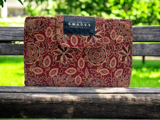 Brown Ajrakh 6-Pocket Clutch Pouch