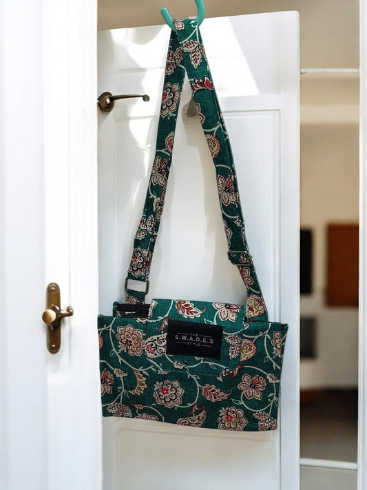 Leafy Green 4-Pocket Cross-Body Bag