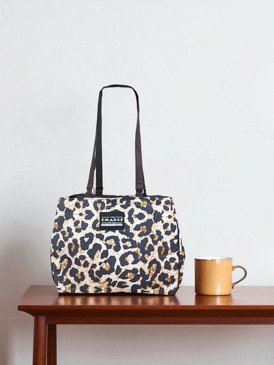 Leopard Print 3-Compartment Tote Bag