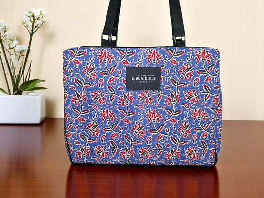 Blue Floral 3-Compartment Cabas