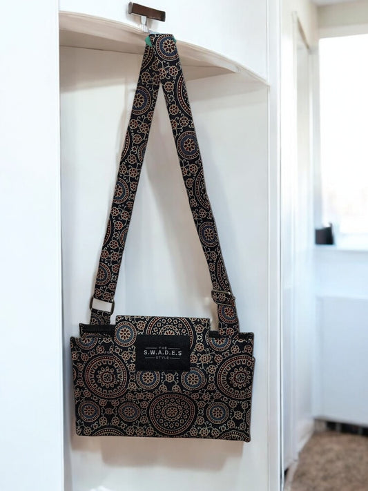 Black Chakra 4-Pocket Cross-Body Bag