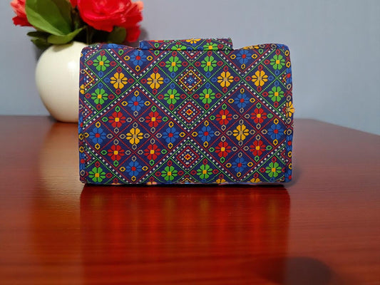Blue Kutchi Mosaic 6-Pocket Clutch Pouch
