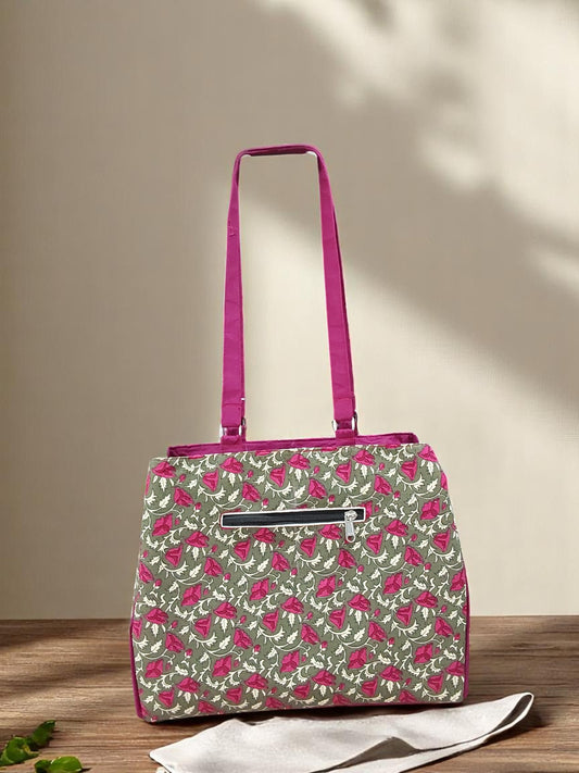 Blush Floral Red Tote Bag