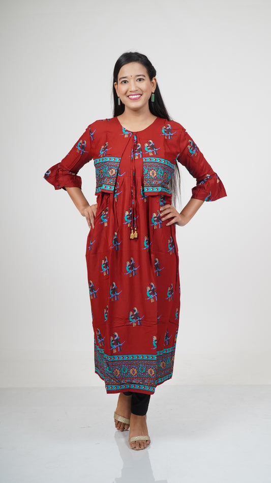 Alisha Elegance Anarkali Frock with Attached Coat (XL)