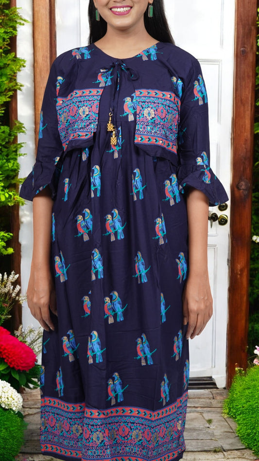 Alisha Elegance Anarkali Frock with Attached Coat (XL)