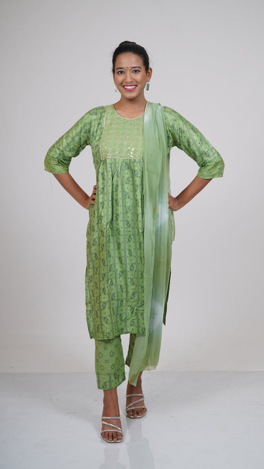Naira Splendor: Luxe Rayon Salwar Kameez Set with Chiffon Dupatta