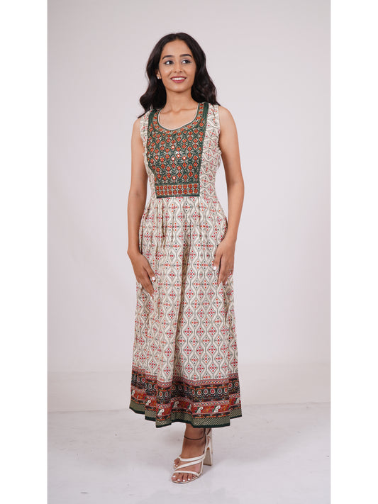 Ivory Emerald Anarkali Top