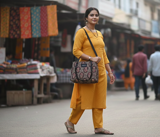 Rustic Bloom – 3-Compartment Cabas