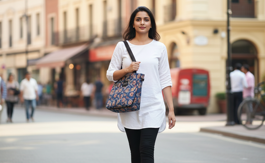 Bohemian Blue Vine 3-Compartment Cabas