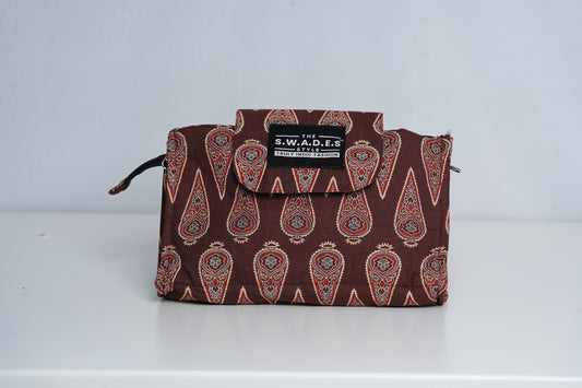 Brown Paisley Charm 4-Pocket Sling Bag