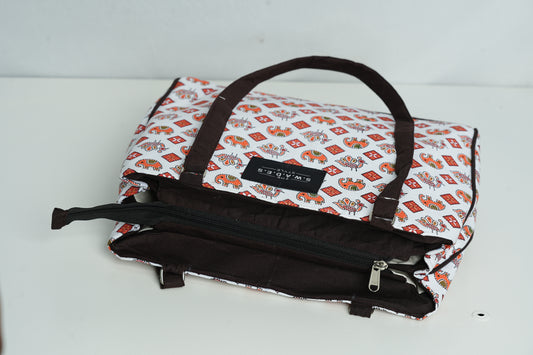 Terracotta Motif – 3-Compartment Office Bag