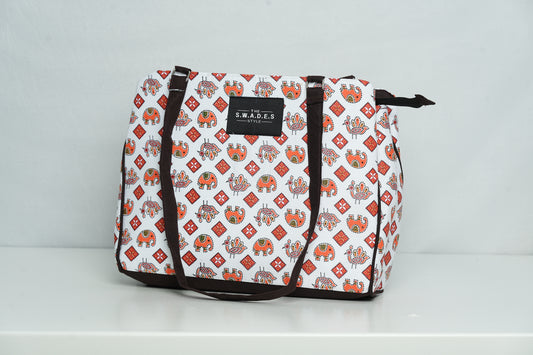 Terracotta Motif – 3-Compartment Office Bag