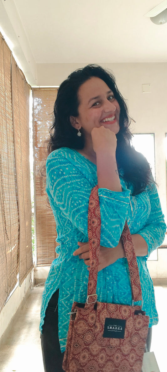 Brown Rangoli 4-Pocket Sling Bag