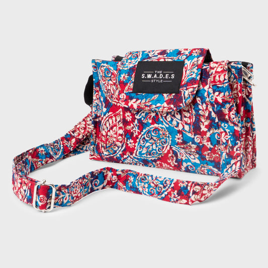 Royal Red Paisley 4-Pocket Sling Bag