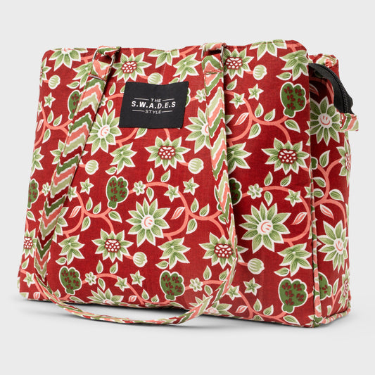 Blended Floral 3-Compartment Tote Bag