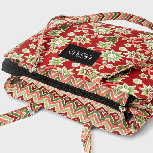 Blended Floral 3-Compartment Tote Bag