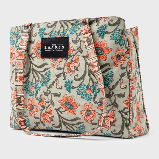 Artisanal Floral 3-Compartment Tote Bag