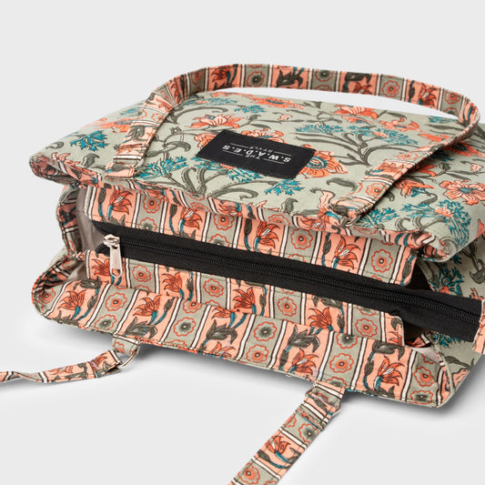 Artisanal Floral 3-Compartment Tote Bag