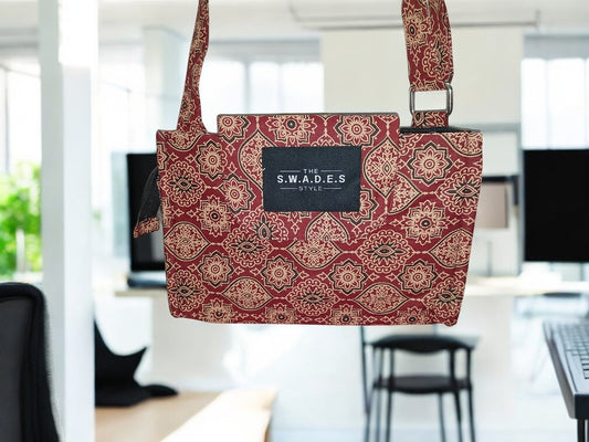 Brown Rangoli 4-Pocket Cross-Body Bag